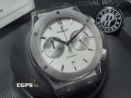 Hublot宇舶 ClassicFusion經典融合系列 521.NX.2611.LR 鈦金屬材質 <font color="#faffb8">特色銀白蛋白石面盤</font><font color="#eff0b2"> </font><font color="#7c90a2">鍍銠銀色指針與條形時標</font>&nbsp;自動上鍊 45mm
