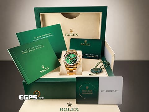 ROLEX 勞力士 Daytona 116508 宇宙計時型 迪通拿 18K黃金材質 綠油精 綠金迪 經典綠色熊貓面盤&nbsp;2020年保卡 附RSC保養卡保固2028年&nbsp;自動上鍊 40mm