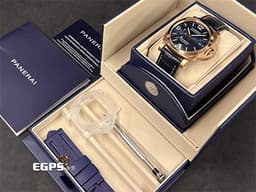 PANERAI 沛納海 Luminor Marina Goldtech Sole Blu PAM1112 <font color="#0f5dc2">藍色經典三明治面盤</font>&nbsp;18KGoldtech玫瑰金材質 PAM01112 三日鍊 小秒針&nbsp;<font color="#FF0000">2023年保卡</font>&nbsp;自動上鍊 44mm