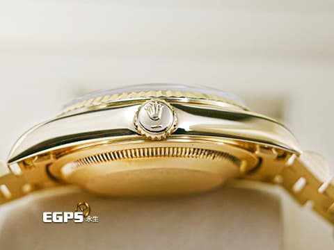 ROLEX 勞力士 Day-Date 36 蠔式 星期日曆型 18238A 18K黃金材質&nbsp;原廠鑽石時標 皇帝金色面盤&nbsp;DD36 經典三角坑紋錶圈&nbsp;元首型（President）錶帶 總統帶 自動上鍊 36mm