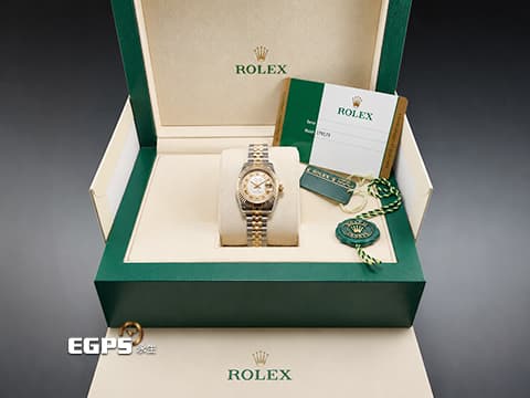 ROLEX 勞力士 Lady DateJust 179173 蠔式日誌型&nbsp;DJ26 經典三角坑紋錶圈 半金款 18K黃金材質 羅馬數字立體時標&nbsp;天然珍珠母貝面盤 五株紀念型鏈帶&nbsp;自動上鍊 26mm