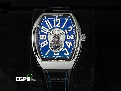 Franck Muller 法蘭穆勒 FM錶 Vanguard系列 Slim Vintage V41 藍色面盤 V41SS6AT 酒桶型 小秒針 不鏽鋼 最新款 2025年保單 自動上鍊 41mm