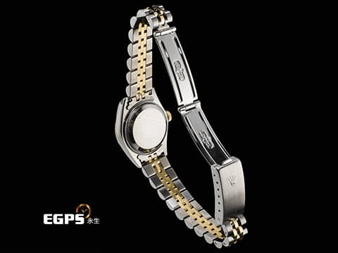 ROLEX 勞力士 Lady DateJust 179173G 蠔式日誌型&nbsp;DJ26 經典三角坑紋錶圈 半金款 18K黃金材質 原廠鑲嵌鑽石時標 金色紀念型面盤 自動上鍊 26mm