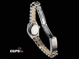 ROLEX 勞力士 Lady DateJust 179173G 蠔式日誌型&nbsp;DJ26 經典三角坑紋錶圈 半金款 18K黃金材質 <font color="#05f0f0">原廠鑲嵌鑽石時標</font> <font color="#fff0d1">金色紀念型面盤</font> 自動上鍊 26mm