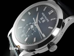 Patek Philippe 百達翡麗 PP錶 Complications Annual Calendar 複雜功能時計 5396G-017 <font color="#0582f5">年曆錶 月相盈虧 漸層藍色面盤 原廠鑲嵌鑽石時標</font>&nbsp;18K白金材質 <font color="#FF0000">2025年保單 已貼膜</font>&nbsp;自動上鍊 38.5mm