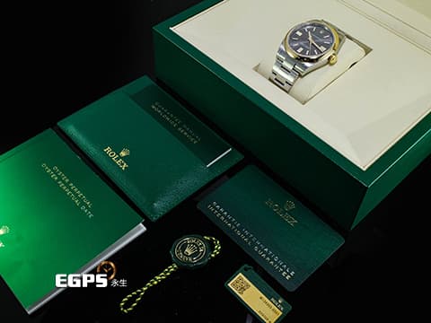 ROLEX 勞力士 Oyster Perpetual 41 蠔式恆動型 134303 OP41 不鏽鋼&amp;18K黃金材質 半金&nbsp;今年最新款 100週年紀念款 石板灰色太陽放射紋面盤 100週年字樣 勞力士綠色「ROLEX」字樣以及綠色方格時標&nbsp;2026年木紋保卡 保有原廠全膜&nbsp;自動上鍊 41mm