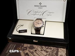 Patek philippe 百達翡麗 PP錶 Complications 複雜功能時計 Central chronograph 計時碼錶 5172G-010 <font color=#ffa07a>瑩潤玫瑰金色面盤 Salmon 鮭魚面</font> 18K白金材質 <font color=#FF0000>2025年保單</font> 5172 G 手上鍊 41mm