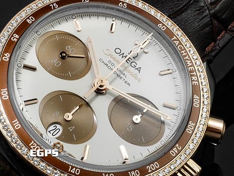 OMEGA 歐米茄 Speedmaster 超霸 速霸 32428385002002 不鏽鋼&amp;18K玫瑰金材質 半金款&nbsp;計時碼錶 同軸擒縱 原廠鑲嵌鑽石錶圈&nbsp;2018年保卡 台灣公司貨 自動上鍊 38mm