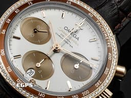 OMEGA 歐米茄 Speedmaster 超霸 速霸 32428385002002 不鏽鋼&amp;18K玫瑰金材質 半金款&nbsp;計時碼錶 同軸擒縱 <font color="#05f0f0">原廠鑲嵌鑽石錶圈</font>&nbsp;<font color="#ff0000">2018年保卡 台灣公司貨</font> 自動上鍊 38mm