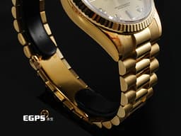 ROLEX 勞力士 Oyster Perpetual DAY-DATE 118238 蠔式 星期日曆型 18K黃金材質 <font color="#ff0000">經典紅蟳</font>&nbsp;&nbsp;<font color="#fafa01">香檳金色面盤 原廠鑲嵌鑽石時標</font><font color="#ff0000"> 配件齊全 保有部分原廠膠膜 未整理一手錶</font>&nbsp;自動上鍊 36mm