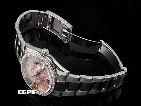 ROLEX 勞力士 DATEJUST 116244 蠔式 不鏽鋼材質&nbsp;稀有面盤&nbsp;原廠鑲嵌鑽石錶圈 粉紅色花朵藝術面盤 自動上鏈 36mm