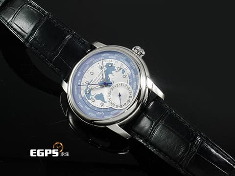 Frederique Constant 康斯登 Manufacture FC-718LWBWM4H6 淺藍色 壓花和放射紋路世界時區面盤 九種語言世界時區  2022年保單 康斯登世界時區10週年紀念款 限量100支 自動上鍊 42mm