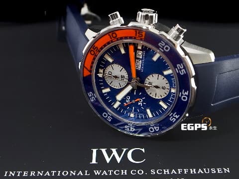IWC 萬國錶 Aquatimer 海洋時計 潛水錶 計時碼錶 藍橘色外框 IW376704 橡膠帶款 自動上鍊 44mm