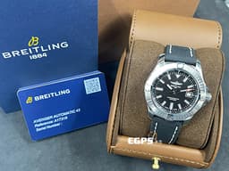 BREITLING 百年靈 Avenger Automatic 43 復仇者系列 A17318 不鏽鋼 <font color="#70cce1">黑色面盤 黑色皮革錶帶</font>&nbsp;<font color="#FF0000">2023年保單</font> 自動上鍊 43mm