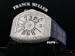 Franck Muller 法蘭穆勒 FM錶 Vanguard V45 系列&nbsp;<font color="#FF0000">華麗的精鑲滿天星面盤、錶殼</font>&nbsp;V45SCDT 酒桶型 不鏽鋼 大三針 自動腕錶 44x54mm