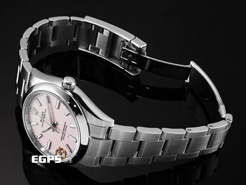 ROLEX 勞力士 Oyster Perpetual 34 蠔式恆動型 124200 糖果粉色噴漆面盤&nbsp;OP34 不鏽鋼 最新款糖果粉色面盤 2025年保卡 自動上鍊 34mm