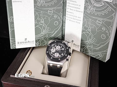 Audemars Piuget 愛彼 AP錶 Royal Oak Offshore Chronograph 皇家橡樹 離岸型 25940SK.OO.D002CA.03&nbsp;黑色格紋面盤 經典黑色橡膠外框&nbsp;計時碼表 不鏽鋼 25940 SK&nbsp;台灣公司貨 自動上鍊 42mm