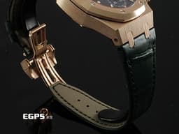 Audemars Piguet 愛彼 AP錶 Royal Oak Chronograph 皇家橡樹 <font color="#f2d8ab">18K玫瑰金材質</font>&nbsp;26240OR.OO.D404CR.02 <font color="#3ebd0f">軍綠色「Grande Tapisserie」格紋面盤</font>&nbsp;飛返 計時碼表 <font color="#FF0000">2025年保單</font> 自動上鍊 41mm