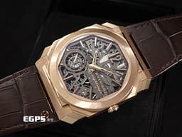 BVLGARI 寶格麗 Bulgari Octo Finissimo系列 Skeleton 8 Days 八日鍊 103667 玫瑰金材質&nbsp;<font color="#fdd296">超薄5.95mm 鏤空面盤 動力顯示</font> 經典八角形多稜角設計錶框 小秒針 <font color="#FF0000">2025年台灣公司貨&nbsp;</font>手上鏈 40mm