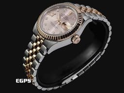 ROLEX 勞力士 Lady-Datejust 28 蠔式日誌型 279171 18K永恆玫瑰金 半金款 DJ28 <font color="#fdceb4">原廠鑲嵌鑽石18K金星形底座 經典三角坑紋錶圈</font> <font color="#FF0000">2021年保卡 紀念型（Jubilee）五銖錶帶</font> 自動上鍊 28mm