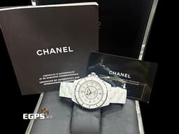 CHANEL 香奈兒 J12 系列 H2423 白色陶瓷 <font color="#a7e4ec">珍珠貝母面盤&nbsp; 原廠鑽石時標</font> 大三針 專利不鏽鋼蝴蝶扣<font color="#ff0000"> </font>自動上鍊 38mmm