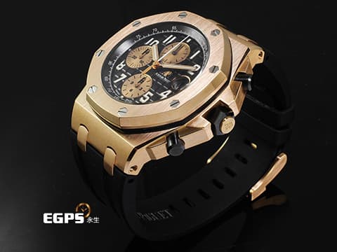 Audemars Piguet 愛彼 AP錶 Royal Oak Offshore 皇家橡樹離岸型 計時碼表 26470OR.00.A002CR.01 18K玫瑰金材質 小金貓&nbsp;2020年保單&nbsp;自動上鍊 42mm