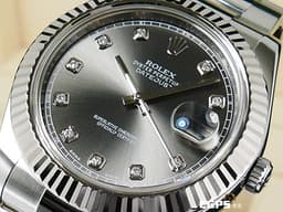 ROLEX 勞力士 DATEJUST II 116334 蠔式日誌型 銀灰色面盤 原鑲鑽石時標 白K金三角坑紋錶圈 <font color="#fa00fa">銀灰色面盤 原鑲鑽石時標</font>&nbsp;&nbsp;<font color="#FF0000">台灣公司貨</font> 自動上鍊 41mm