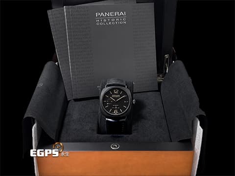 PANERAI 沛納海 RADIOMIR BLACK SEAL PAM384 PAM00384 霧面黑色陶瓷材質 黑色三明治夾層式錶盤&nbsp;八日鍊 手上鍊&nbsp;45mm