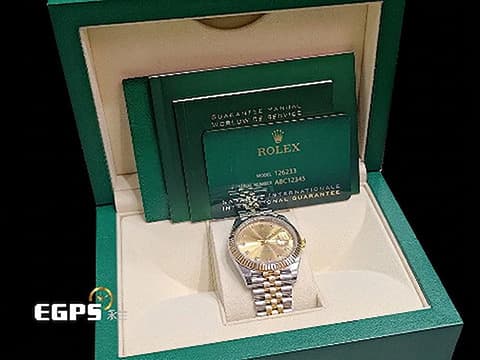 ROLEX 勞力士 DateJust 41 蠔式日誌型 126333 原廠鑽石時標 皇帝金面盤 18K黃金 半金款 DJ41 經典三角坑紋錶圈 2021年保單 紀念型（Jubilee）五銖錶帶 自動上鍊 41mm