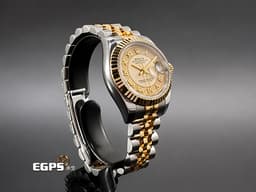 ROLEX 勞力士 Lady DateJust 179173 蠔式日誌型&nbsp;DJ26 經典三角坑紋錶圈 半金款 <font color="#ff0000">18K黃金材質 羅馬數字立體時標&nbsp;天然珍珠母貝面盤 五株紀念型鏈帶&nbsp;</font>自動上鍊 26mm