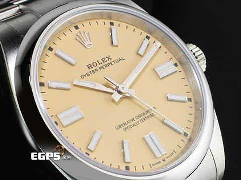 ROLEX 勞力士 Oyster Perpetual 41 蠔式恆動型 134300 2025年最新款最新色 沙米色面盤 經典 OP41 不鏽鋼材質&nbsp;2025年保卡 自動上鍊 41mm
