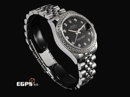 ROLEX 勞力士 Datejust 31 蠔式日誌型 178384&nbsp;不鏽鋼材質 <font color="#0582f5">原廠鑲嵌鑽石錶圈、時標</font> <font color="#ff0000">黑色面盤 2016年保卡 紀念型（Jubilee）五銖錶帶</font> 自動上鍊 31mm