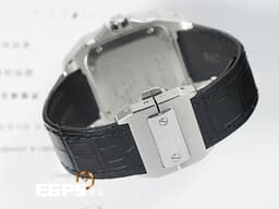 CARTIER 卡地亞 Santos 100 山度士 中型 白色面盤 精鑲鑽框 黑色羅馬數字 經典大三針 黑色皮錶帶 自動腕錶 36mm