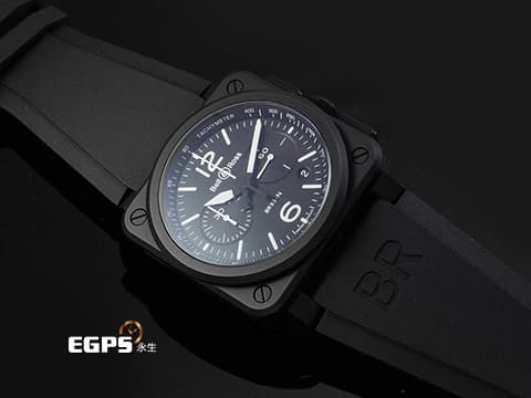 Bell &amp; Ross 柏萊士 Chrono Black Matte BR03-94 霧面黑色陶瓷材質&nbsp;2020年保卡&nbsp;計時功能 自動上鏈 42mm