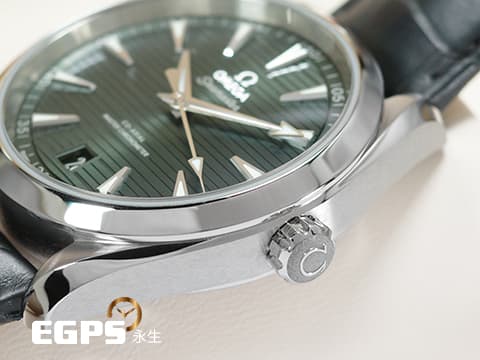 OMEGA 歐米茄 Seamaster 海馬 Aqua Terra 150 系列 22013412110001 綠色甲板紋面盤 大三針 不鏽鋼 同軸擒縱&nbsp;2022年台灣公司貨&nbsp;自動上鍊 41mm