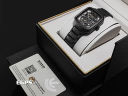 RADO 雷達 True Square 真我方形系列 R27174712 <font color="#05f0f0">限定款 黑色陶瓷材質</font> <font color="#ff0000">12顆鮮豔紅寶石時標 2026年保卡</font> 自動上鍊 38mm