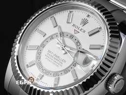 ROLEX 勞力士 Sky-Dweller 蠔式 天行者 336934 <font color="#05f0f0">最新9002機芯 白色面盤</font> 沙羅系統 年曆錶 兩地時區 不鏽鋼 經典三角坑紋錶圈 <font color="#FF0000">2025年保單 蠔式（Oyster）三節錶帶</font> 自動上鍊 42mm