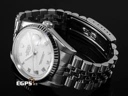 ROLEX 勞力士 DateJust DJ 36 16234 不銹鋼材質 <font color="#05f0f0">白色面盤 羅馬數字時標</font> <font color="#ff0000">紀念型 五銖錶帶</font> 自動上鍊 36mm