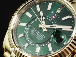 ROLEX 勞力士 Sky-Dweller 336938 天行者 18K黃金材質 <font color="#6af66d">年曆錶 2025年最新款式 亮綠色面盤天行者</font><font color="#FF0000">&nbsp;紀念型（Jubilee）五銖錶帶</font> 自動上鍊 <font color="#FFFF33"></font> 42mm