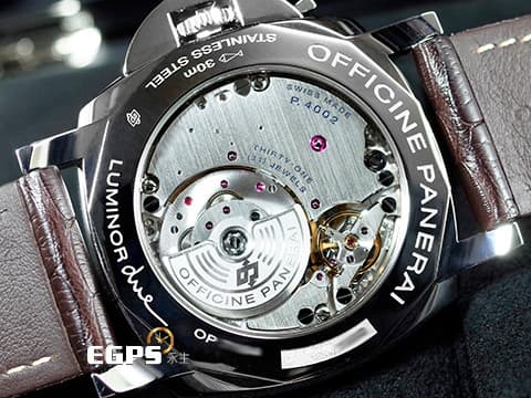 PANERAI 沛納海 Luminor Due PAM944 PAM00944 不銹鋼材質 炭灰色太陽放射紋面盤 GMT雙時區 3日動力儲存 微型自動盤&nbsp;自動上鍊 45mm