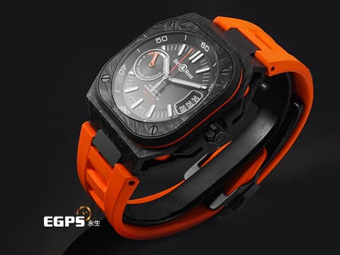 Bell &amp; Ross 柏萊士 BRX5R-BO-TC/SRB Carbon Orange 碳纖維及鈦金屬材質 動力儲存顯示&nbsp;2025年保卡 限量500只&nbsp;自動上鍊 41mm