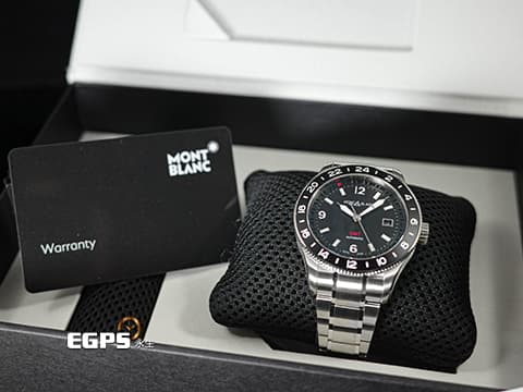 MONTBLANC 萬寶龍 1858 GMT 系列 MB129615 首創無指針 GMT 二地時間 不銹鋼 大三針&nbsp;2025年保單  自動上鍊 42mm