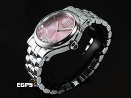 CHOPARD 蕭邦 Happy Sport 快樂鑽 278582-3009 <font color="#fbb6b6">粉紅色面盤 五顆跑鑽&nbsp;錶冠鑲嵌圓形粉色水晶</font>&nbsp;不鏽鋼材質&nbsp;<font color="#FF0000">2026年保單</font>&nbsp;石英機芯 36mm