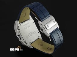 CARTIER 卡地亞 Santos 100 山度士 大型 經典 不鏽鋼材質  <font color="#0582f5"> 精鑲藍色寶石錶圈</font><font color="#FF0000"> </font><font color="#05f0f0">精鑲真鑽漫天星面盤、錶殼</font>&nbsp;自動上鍊 41mm