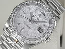 ROLEX 勞力士 DayDate 40 蠔式 星期日曆型 228349RBR <font color="#77ebf3">Met Meteorite 隕石面盤 梯鑽時標&nbsp;原廠鑽圈</font> 228349RBR 經典 DD40 18K白金材質&nbsp;<font color="#FF0000">2026年保單 元首型（President）錶帶 總統帶&nbsp;</font>自動上鍊<font color="#FF0000">&nbsp;</font>40mm
