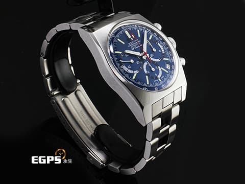 ZENITH 真力時 Chronomaster Original 系列 03.A3818.400/51.M3818 鈦金屬材質 El Primero 高振頻機芯 縱向拉絲藍色熊貓面盤 鋸齒狀測速儀刻度&nbsp;2020年保卡 復刻A3818 1969-2019&lt;五十周年紀念&gt;"AIRWEIGHT COVER GIRL" 限量100支&nbsp; 自動上鍊 38mm