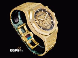 Audemars Piguet 愛彼 AP錶 Royal Oak Chronograph 皇家橡樹 <font color="#ffcf24">18K黃金材質&nbsp;26240BA.OO.1320BA.02 煙燻金色「Grande Tapisserie」格紋面盤</font>&nbsp;飛返 計時碼表 <font color="#ff0000">2026年保卡 保有原廠膠膜</font>&nbsp;自動上鍊 41mm