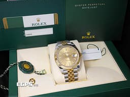 ROLEX 勞力士 Datejust 41 蠔式日誌型 126333 <font color="#f3e6a5">皇帝金面盤&nbsp;18K黃金 半金款</font> DJ41 經典三角坑紋錶圈 <font color="#FF0000">2017年台灣公司貨 紀念型（Jubilee）五銖錶帶</font> 自動上鍊 41mm