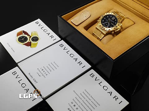 BVLGARI 寶格麗 Diagono Scuba GMT SD 38 G 18K黃金材質 第二地24小時時區顯示 指針式日期顯示&nbsp;整支約5.2兩重 自動上鏈&nbsp;39mm