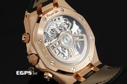 Audemars Piguet 愛彼 AP錶 Royal Oak Chronograph 皇家橡樹 <font color="#f2d8ab">18K玫瑰金材質</font>&nbsp;26240OR.OO.D404CR.02 <font color="#3ebd0f">軍綠色「Grande Tapisserie」格紋面盤</font>&nbsp;飛返 計時碼表 <font color="#FF0000">2025年保單</font> 自動上鍊 41mm